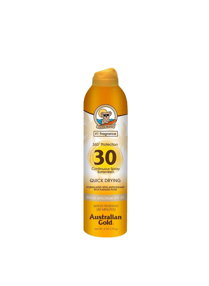 Australian Gold Australian Gold Continuous Spray Sunscreen SPF 30 6 Ounce  Dries Fast  Broad Spectrum  Water Resistant 