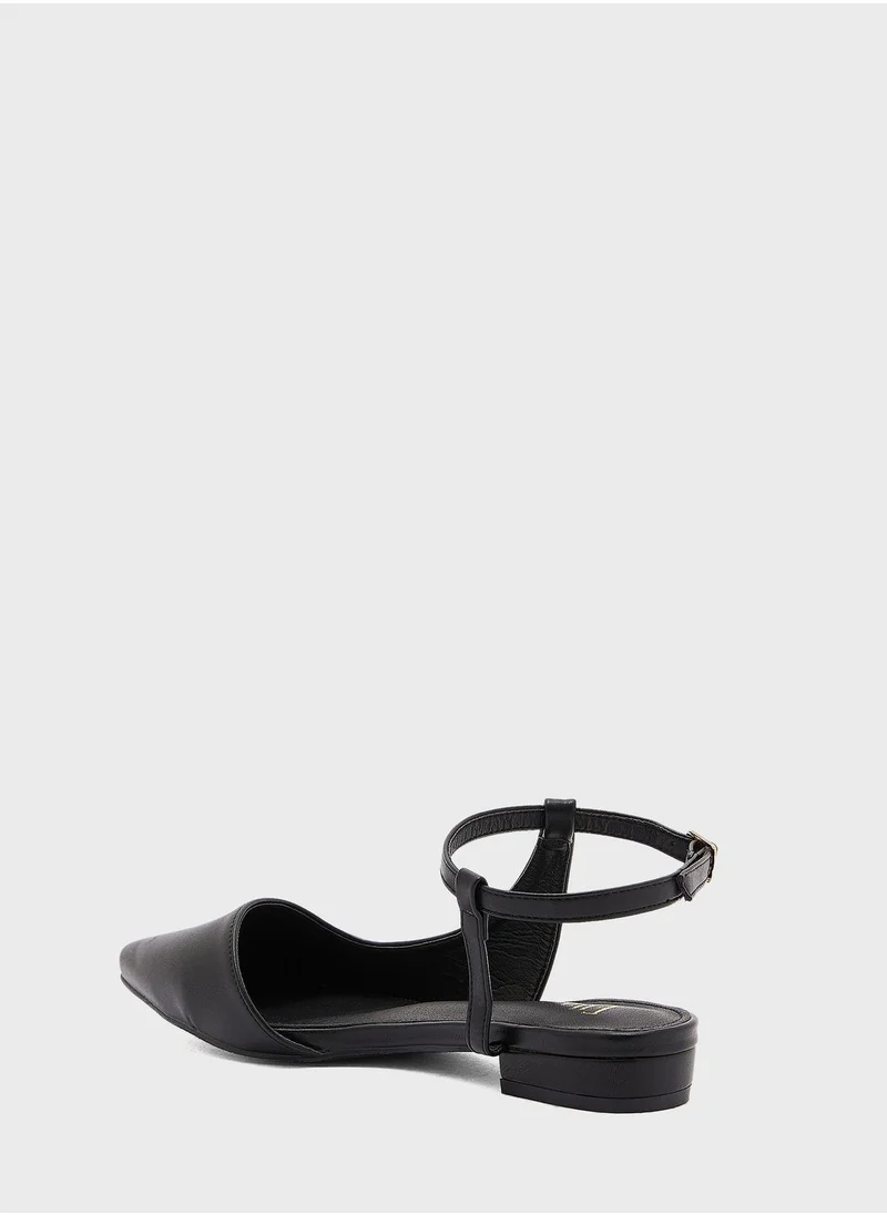 ELLA Curved Ankle Strap Pointed Flat Shoe
