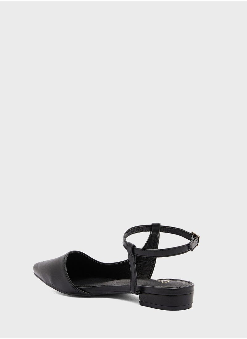 ELLA - Curved Ankle Strap Pointed Flat Shoe - Image 1