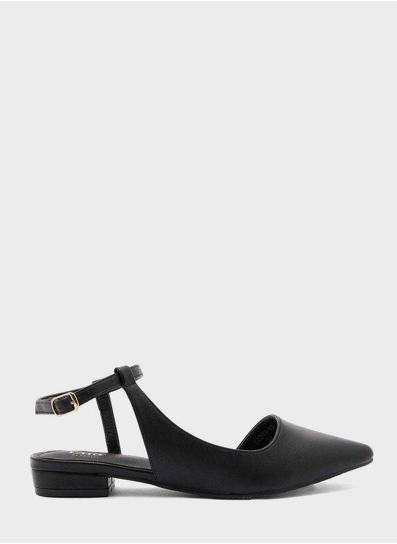 ELLA - Curved Ankle Strap Pointed Flat Shoe - Image 1