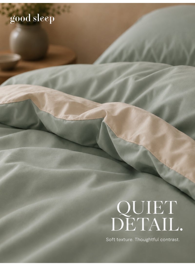Good Sleep King Size Duvet Cover Set | 6 Piece Reversible | 220x240 cm | Sage Green Dual-Tone | Duvet Cover with Deep-Pocket Fitted Sheet & 4 Pillowcases | Ultra-Soft, Wrinkle-Free | Made in Dubai - Image 4