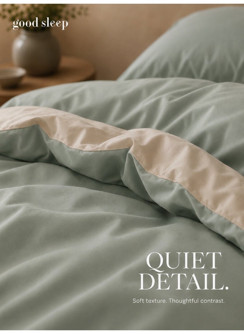 نوم جيد طقم غطاء لحاف كينج 6 قطع من Good Sleep | 220×240 سم | أخضر مريمي بلونين قابل للعكس | غطاء لحاف بسحاب مع شرشف بمطاط و4 أكياس وسائد | فائق النعومة ومقاوم للتجاعيد | صنع في دبي - Image 5