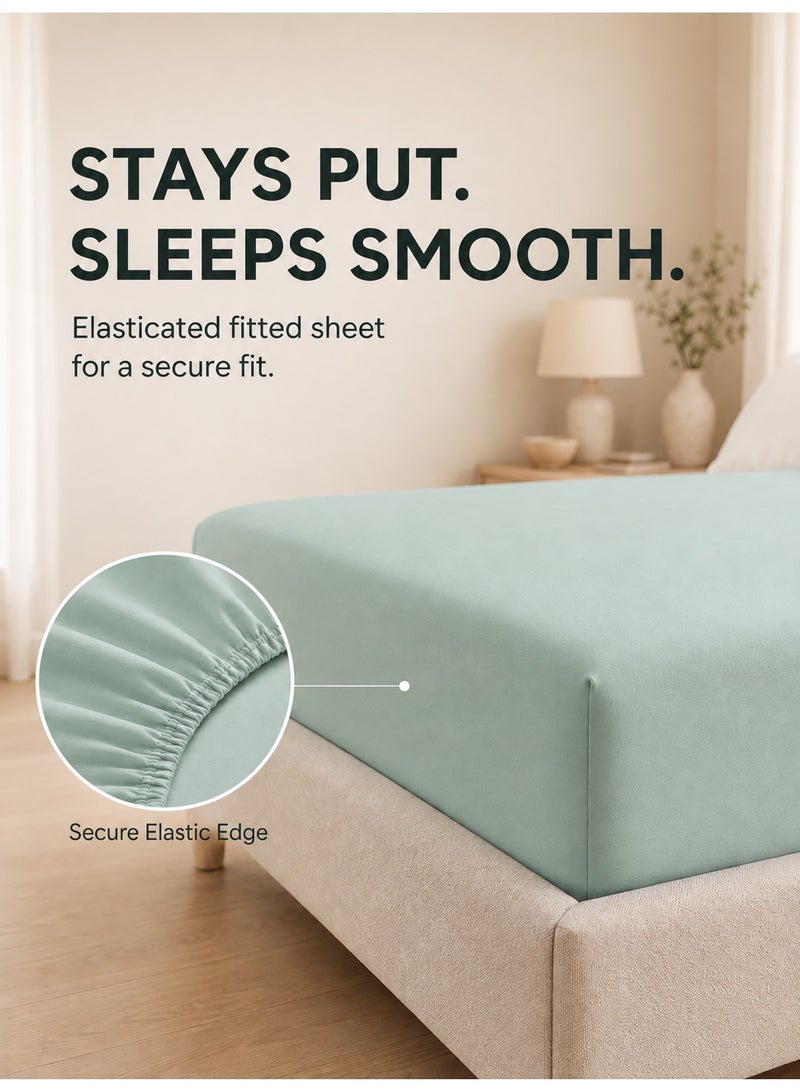 Good Sleep King Size Duvet Cover Set | 6 Piece Reversible | 220x240 cm | Sage Green Dual-Tone | Duvet Cover with Deep-Pocket Fitted Sheet & 4 Pillowcases | Ultra-Soft, Wrinkle-Free | Made in Dubai - Image 5