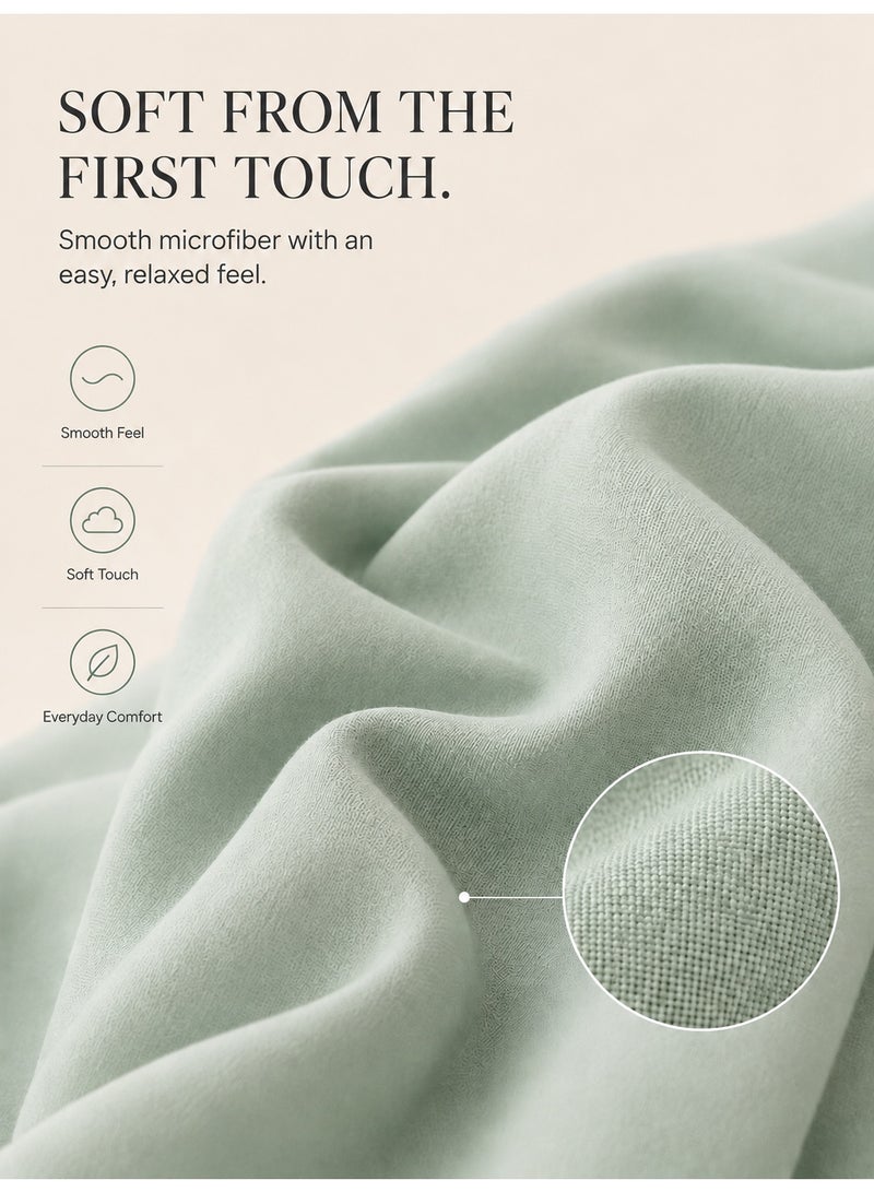 Good Sleep King Size Duvet Cover Set | 6 Piece Reversible | 220x240 cm | Sage Green Dual-Tone | Duvet Cover with Deep-Pocket Fitted Sheet & 4 Pillowcases | Ultra-Soft, Wrinkle-Free | Made in Dubai - Image 4