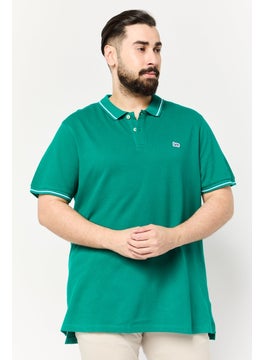 LEE Men Regular Fit Short Sleeve Brand Logo Polo Shirt, Green  - Image 1
