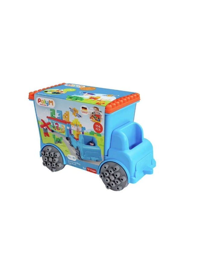 Hape مجموعة بناء شاحنة السحب هابي بولي إم عد و العب (114 قطعة) - Image 3