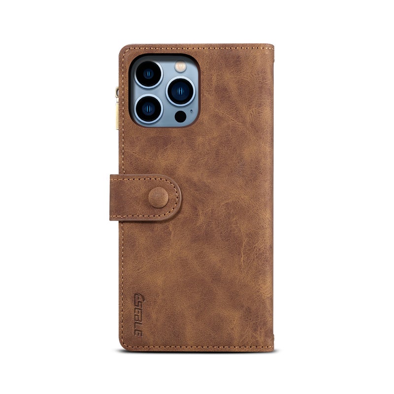 BURAQ Case Cover For iPhone 14 Pro Max Retro Frosted RFID Flip Leather Phone Case (Brown) - Image 3