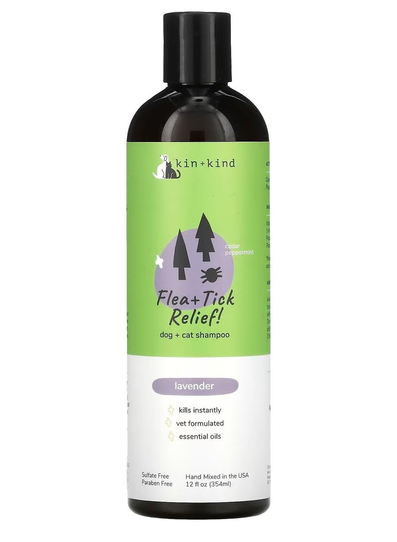 Kin+Kind Flea + Tick Relief Dog + Cat Shampoo Lavender 12 fl oz 354 ml