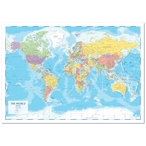 Hambli World Map For Wall – 37” x 26” Large Map of the World Poster - World Map Wall Art For Classroom, Kids & Travel - Image 2