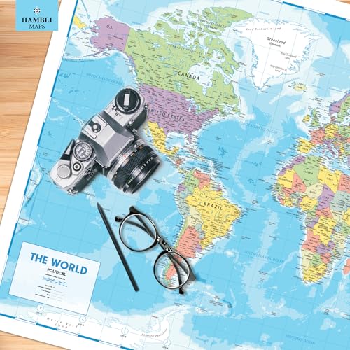 Hambli World Map For Wall – 37” x 26” Large Map of the World Poster - World Map Wall Art For Classroom, Kids & Travel - Image 4
