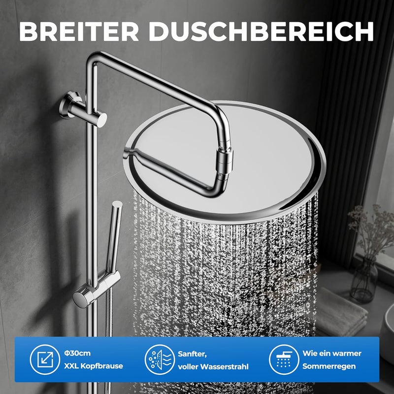 Cross-location transit friendly build Görbach Hydromassage Shower Column with High Pressure Rain Shower System for Bathroom Shower Set with Shower Head D30cm Low dust buildup - Image 1