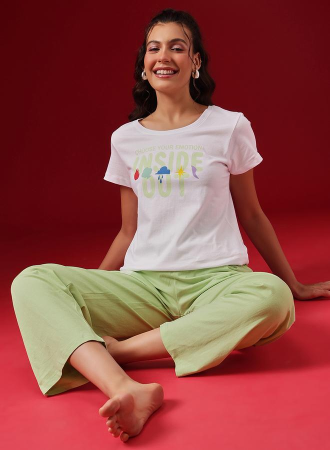 Clovia Cotton Printed T-Shirt and Pyjama Set - Image 2