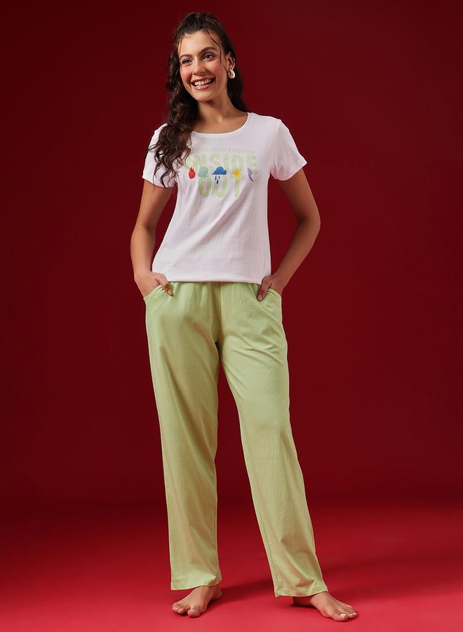 Clovia Cotton Printed T-Shirt and Pyjama Set - Image 1