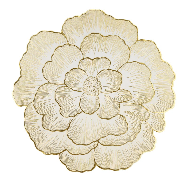 AdasBridal Round Placemats Gold Rose Table Mats Set of 6 Vinyl Heat Resistant Mat Washable Non-Slip 15'' for Kitchen and Dining Holiday Wedding Accent Centerpiece - Image 1