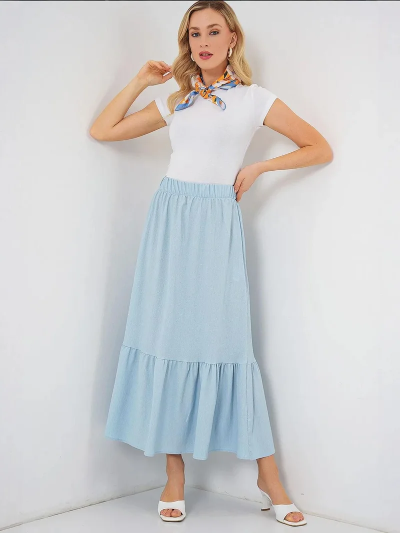BIG DART BDART Textured Maxi Knit Skirt with Elastic Waist