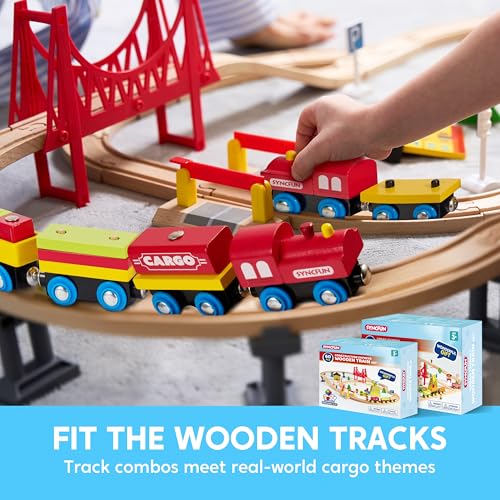 SYNCFUN Montessori Wooden Train Toy Set for Kids, 12PCS Magnetic Train Cars with Storage Gift Box, STEM Educational Toy for Boys & Girls, Ages 2-8 Years, Christmas Birthday Party Gift - Image 5