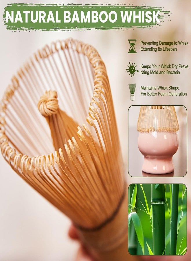 RANERANE Matcha Whisk Set, Lotus Gradient Pink Ceramic Matcha Set Includes Matcha Bowl, Matcha Whisk (Chasen) and Holder, Sifter, Bamboo Scoop & Spoon - 6 Pcs Matcha Kit for Matcha Lovers - Image 3