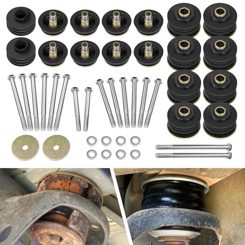 JY PERFORMANCE F250 Body Mounts F350 Cab Mounts KF04060BK Compatible with Ford 2008-2016 F250 F350 Super Duty 2WD 4WD Body Bushing Kit Inclued Polyurethane Body Cab Mounts, Steel Sleeves, Hardware, Black - Image 1