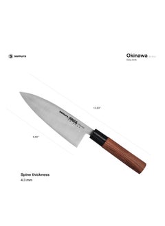 Samura Samura OKINAWA Deba Knife | 6.7"/170 mm | Single-Edged Blade | Rosewood Handle | AUS-8 Stonewash Blade | Precision Cutting | Corrosion Resistant  - Image 4