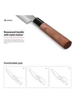 Samura Samura OKINAWA Deba Knife | 6.7"/170 mm | Single-Edged Blade | Rosewood Handle | AUS-8 Stonewash Blade | Precision Cutting | Corrosion Resistant  - Image 3