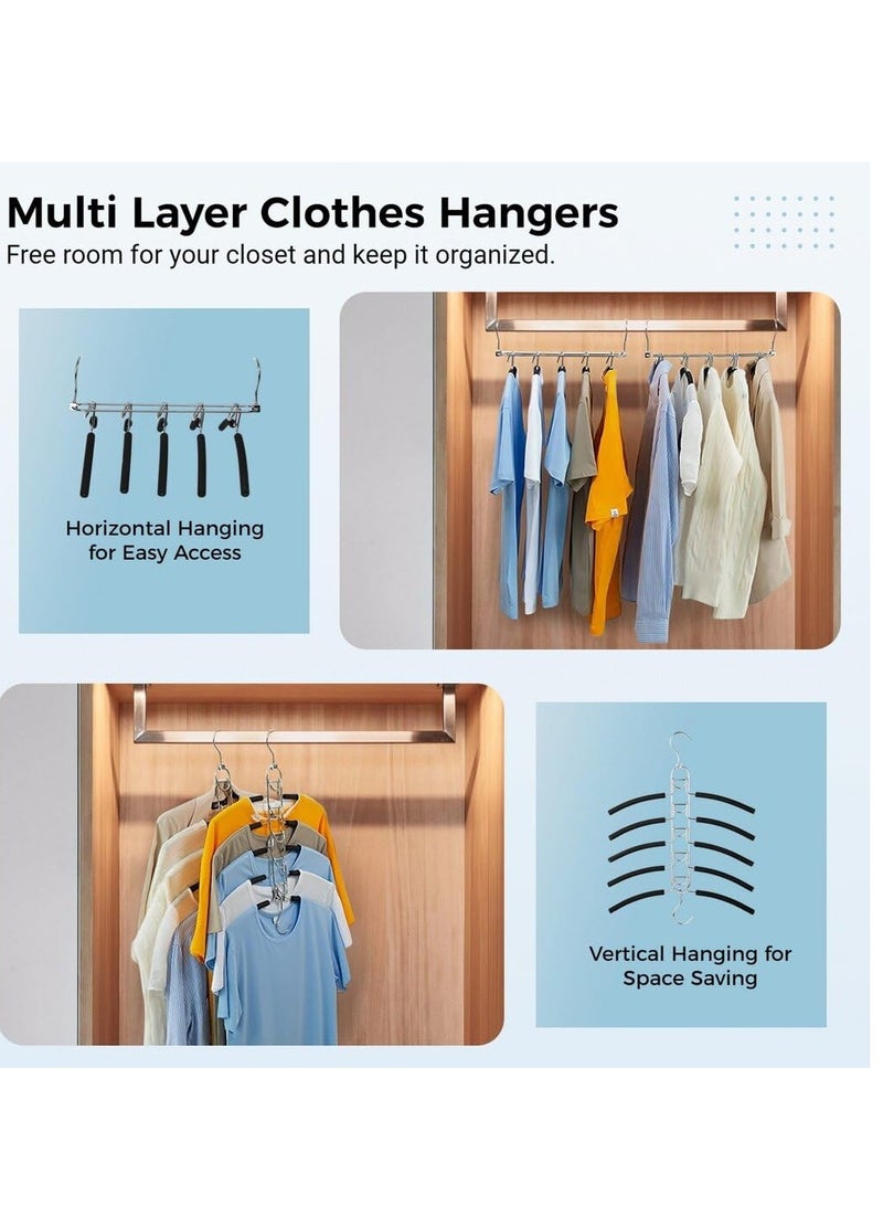 Excefore 2 Pack Metal Non-Slip Clothes Hangers, Multi Layers Detachable Closet Organizers, Suitable for Shirts, Sweaters, Suits, Coats, Pants  - Image 3