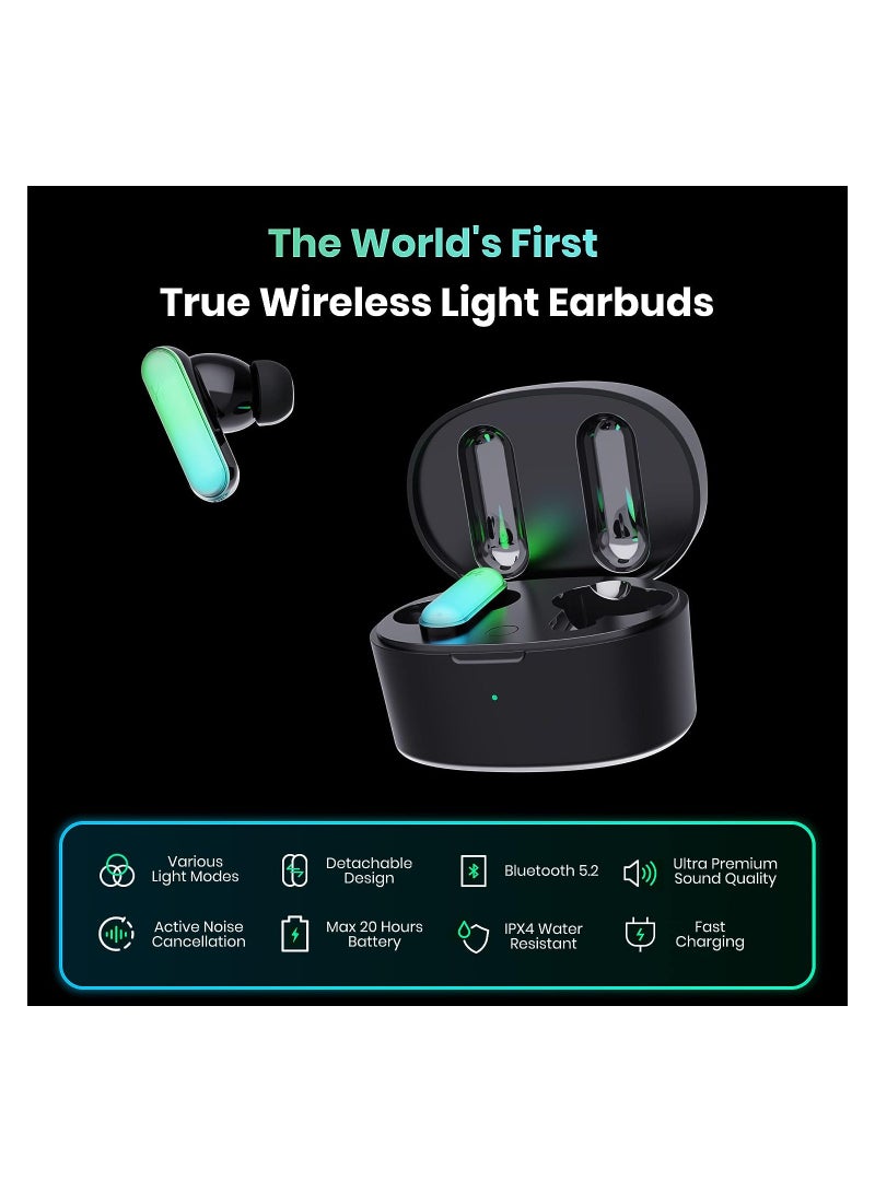 HHOGene GPods Colorful RGB Gaming Wireless Earbuds in Ear with Light Control and 4 Earbuds Shells,ANC Bluetooth Rainbow Earphones IPX4 Sweatproof Sport Hiking Traveling for iPhone & Android - Image 3