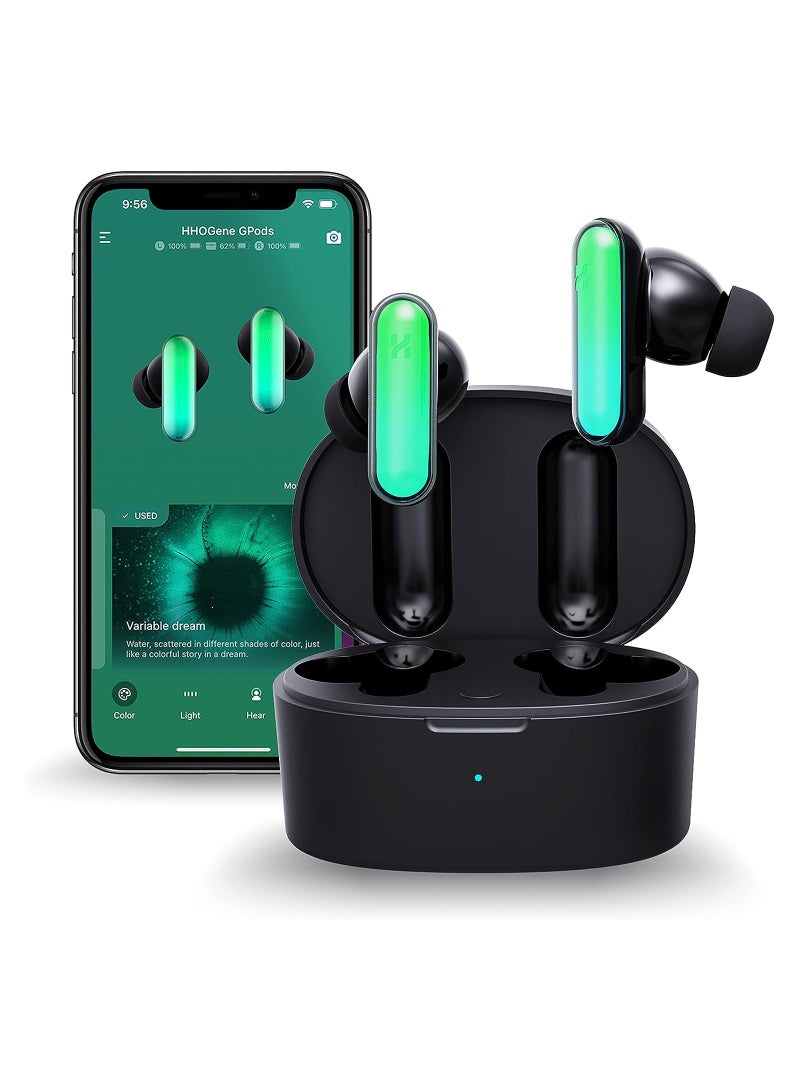 HHOGene GPods Colorful RGB Gaming Wireless Earbuds in Ear with Light Control and 4 Earbuds Shells,ANC Bluetooth Rainbow Earphones IPX4 Sweatproof Sport Hiking Traveling for iPhone & Android - Image 5