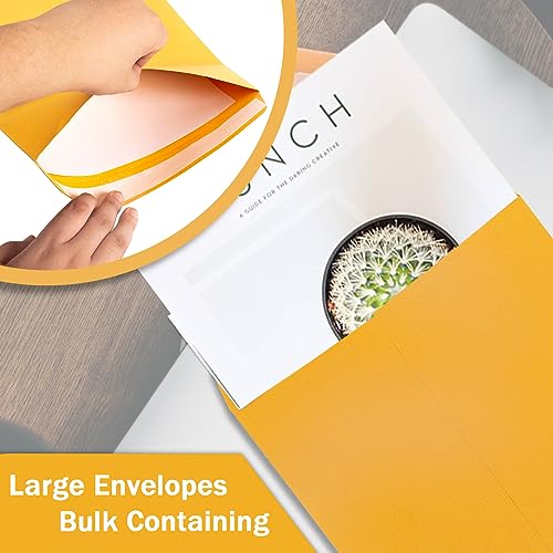Goefun 10x13 Catalog Envelopes Self Seal 100 Pack, Goefun 100GSM Paper Yellow Brown Manilla Envelopes with Peel and Seal Flap for Mailing, Organizing and Storage - Image 5