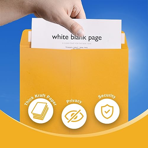 Goefun 10x13 Catalog Envelopes Self Seal 100 Pack, Goefun 100GSM Paper Yellow Brown Manilla Envelopes with Peel and Seal Flap for Mailing, Organizing and Storage - Image 4