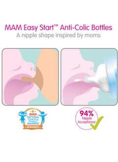 MAM Easy Start Anticolic Bottle Baby Essentials Medium Flow Bottles With Silicone Nipple Baby Bottles For Baby Girl Peach 9 Oz (3Count)  - Image 2