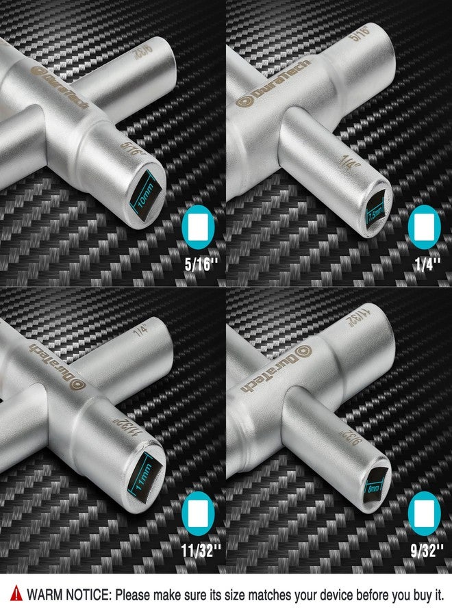 DURATECH مفتاح صمام رباعي الاتجاهات من ديوراتيك، مقاسات 1/4 بوصة، 9/32 بوصة، 5/16 بوصة، 11/32 بوصة، عبوة واحدة، للصمامات والحنفيات والصنابير - Image 2