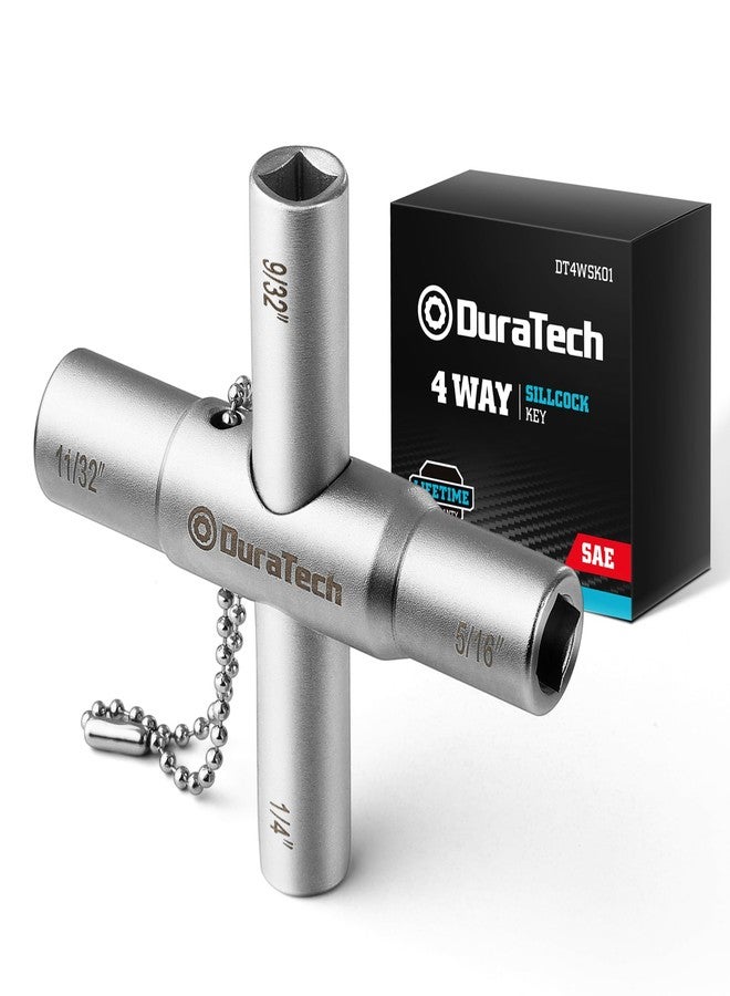 DURATECH مفتاح صمام رباعي الاتجاهات من ديوراتيك، مقاسات 1/4 بوصة، 9/32 بوصة، 5/16 بوصة، 11/32 بوصة، عبوة واحدة، للصمامات والحنفيات والصنابير - Image 1