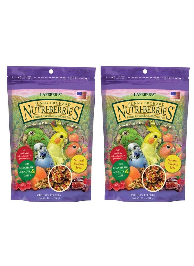 لافيبيرز طعام الطيور الأليفة Nutri-Berries من LAFEBER'S Sunny Orchard، مصنوع من مكونات غير معدلة وراثيًا ومناسبة للبشر، للطيور الكوكتيل والكونيور والببغاوات (البادجي) والطيور العاشقة (عبوة من قطعتين من Sunny Orchard، 10 أونصات)  - Image 1