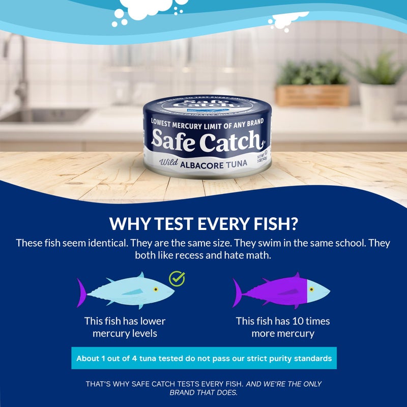Safe Catch Wild Albacore Tuna Canned Low Mercury Can Tuna Fish Steak Gluten-Free Keto Food Non-GMO Kosher Paleo-Friendly High Protein Every Can Of Tuna Is Tested No Water Oil Tuna, Pack of 12 5oz - Image 5