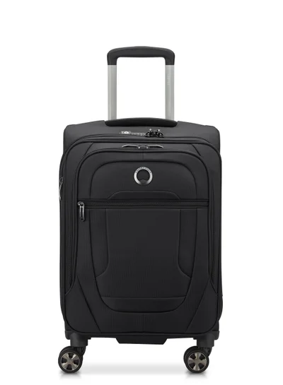 DELSEY Paris Helium DLX 55cm Softcase 4 Double Wheel Expandable Cabin Luggage Trolley Black