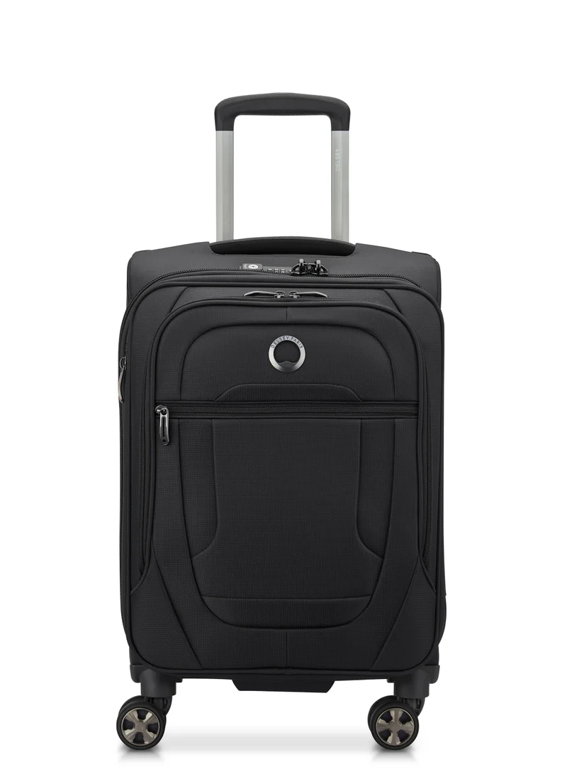 DELSEY Paris Helium DLX 55cm Softcase 4 Double Wheel Expandable Cabin Luggage Trolley Black