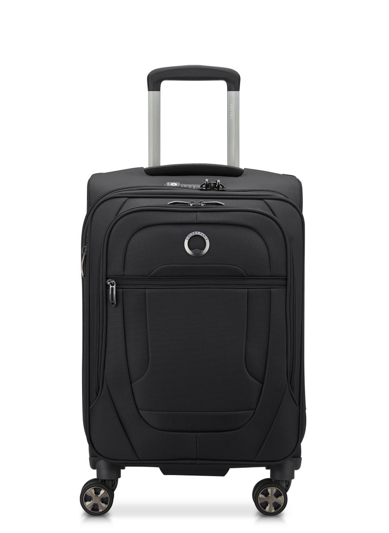 DELSEY Paris Helium DLX 55cm Softcase 4 Double Wheel Expandable Cabin Luggage Trolley Black  - Image 1