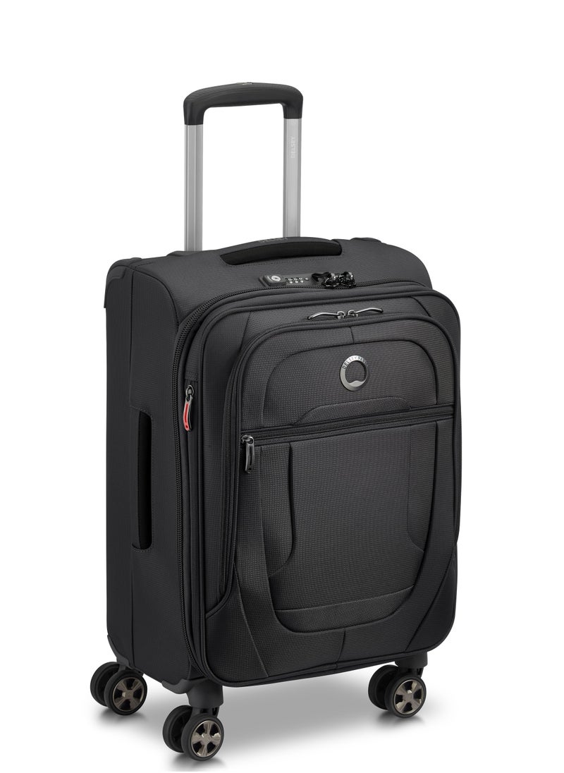 DELSEY Paris Helium DLX 55cm Softcase 4 Double Wheel Expandable Cabin Luggage Trolley Black  - Image 2