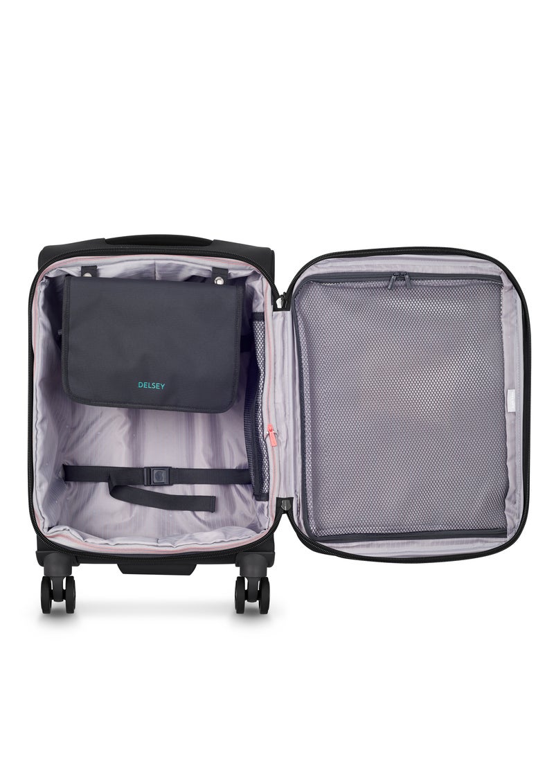 DELSEY Paris Helium DLX 55cm Softcase 4 Double Wheel Expandable Cabin Luggage Trolley Black  - Image 3