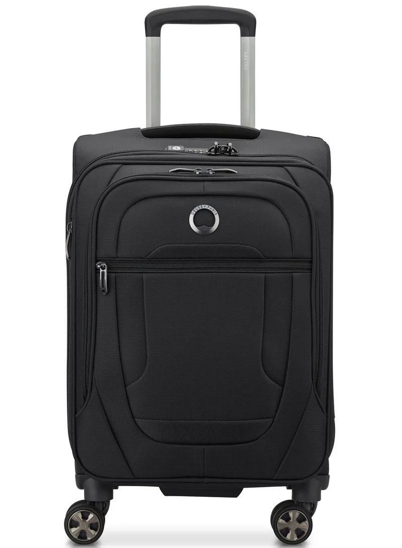 DELSEY Paris Helium DLX 55 Cm Softcase 4-Double Wheeled Expandable Cabin Luggage Trolley - Black