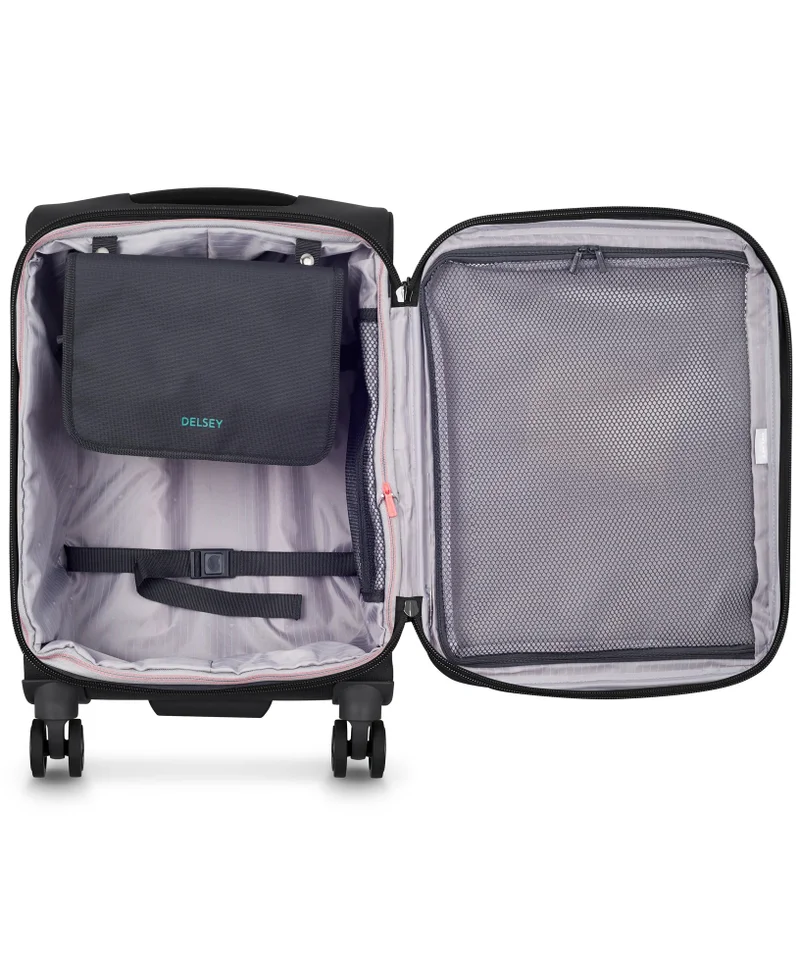 DELSEY Paris 55 Helium DLX 55 Cm Softcase 4-Double Wheeled Expandable Cabin Luggage Trolley - Black  | Best Price UAE