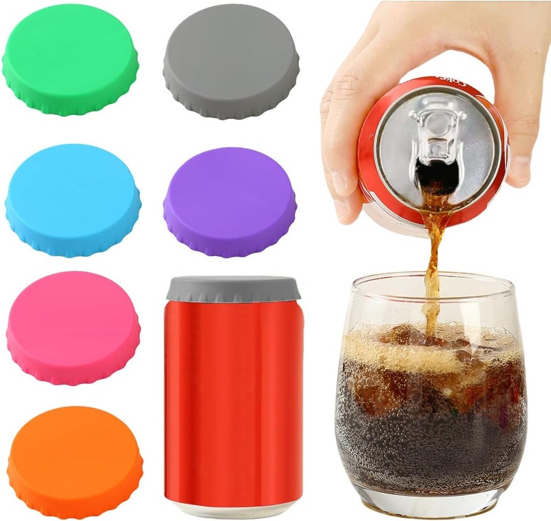 Emptycolor 6 Pack Silicone Soda Can Cover, Reusable Soda Can Lids to Keep Carbonation, BPA Free Pop Can Caps Tops Savers Stopper for Drink, Beer, Beverage, Juice, Coke, Fits Standard Cans - Image 1