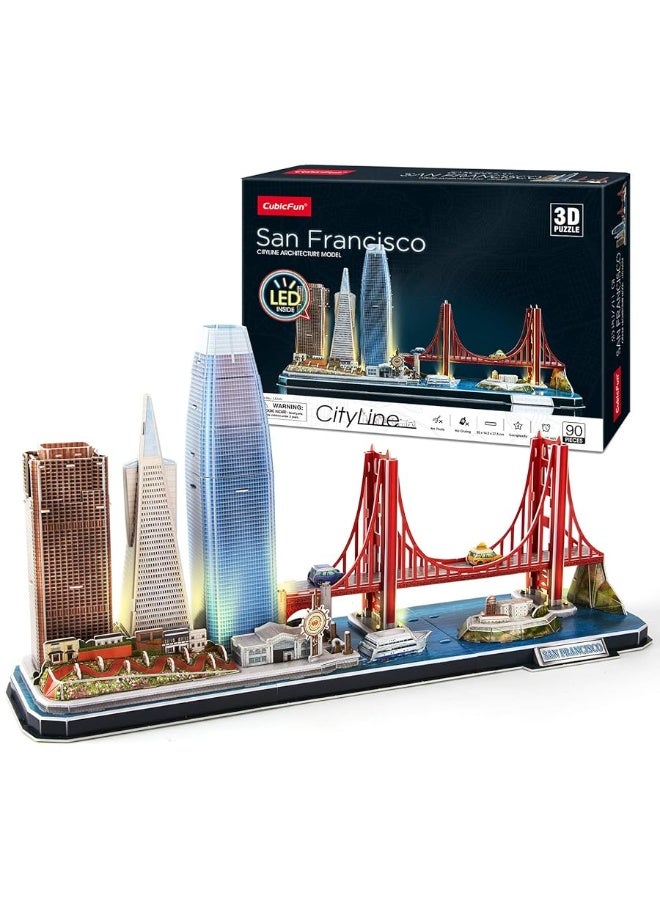 CubicFun 3D Puzzles for Kids Ages 8-10 LED San Francisco Cityline, Arts and Crafts for Kids Ages 8-12 STEM Projects for Kids Ages 8-12 Gifts for 8 Year Old Toys for 8 Year Old Girls Architecture - Image 3