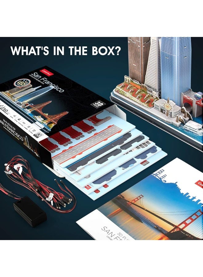 CubicFun 3D Puzzles for Kids Ages 8-10 LED San Francisco Cityline, Arts and Crafts for Kids Ages 8-12 STEM Projects for Kids Ages 8-12 Gifts for 8 Year Old Toys for 8 Year Old Girls Architecture - Image 5