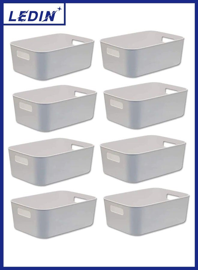 ليدين سلة تخزين صغيرة، منظم خزانة سلة تخزين متينة، عبوة من 8 قطع (رمادي) - Image 1