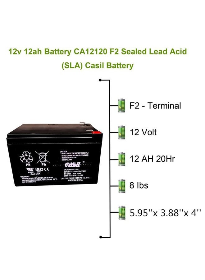 CASIL 12v 12ah F2 Sealed Lead Acid AGM Rechargeable Deep Cycle Battery - Image 2