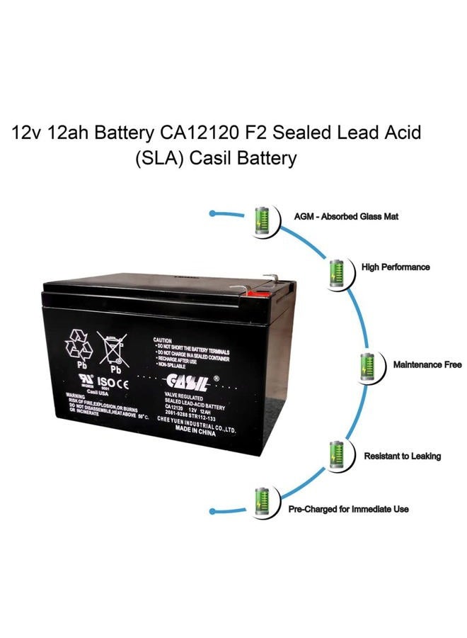 CASIL 12v 12ah F2 Sealed Lead Acid AGM Rechargeable Deep Cycle Battery - Image 3