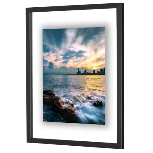 ONE WALL 16x20 Inch Floating Frame, Black Wood Double Glass Float Picture Frame Display 16x20/11x14 Inch Photos or Plant or Petal Specimens for Wall Hanging - Mounting Accessories Included - Image 1