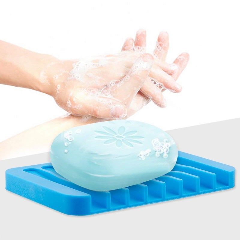 we3 Self Draining Silicone Drying Mat Silicone Soap Dish Soap Holder Soap Tray Cute Silicone Soap Dish Bathroom Toilet Plate (Assorted Color) (3) - Image 3