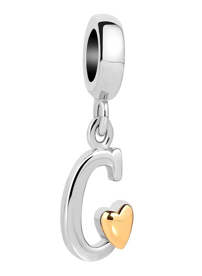 QueenCharms Initial A-Z Letter Charm Golden Heart Alphabet Dangle Beads For Bracelets & Necklaces (C) - Image 1